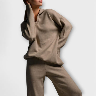 Ladies' knit set with wide pants and loose sweater