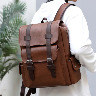 Vinthentic Retro Style Men’s Leather Backpack