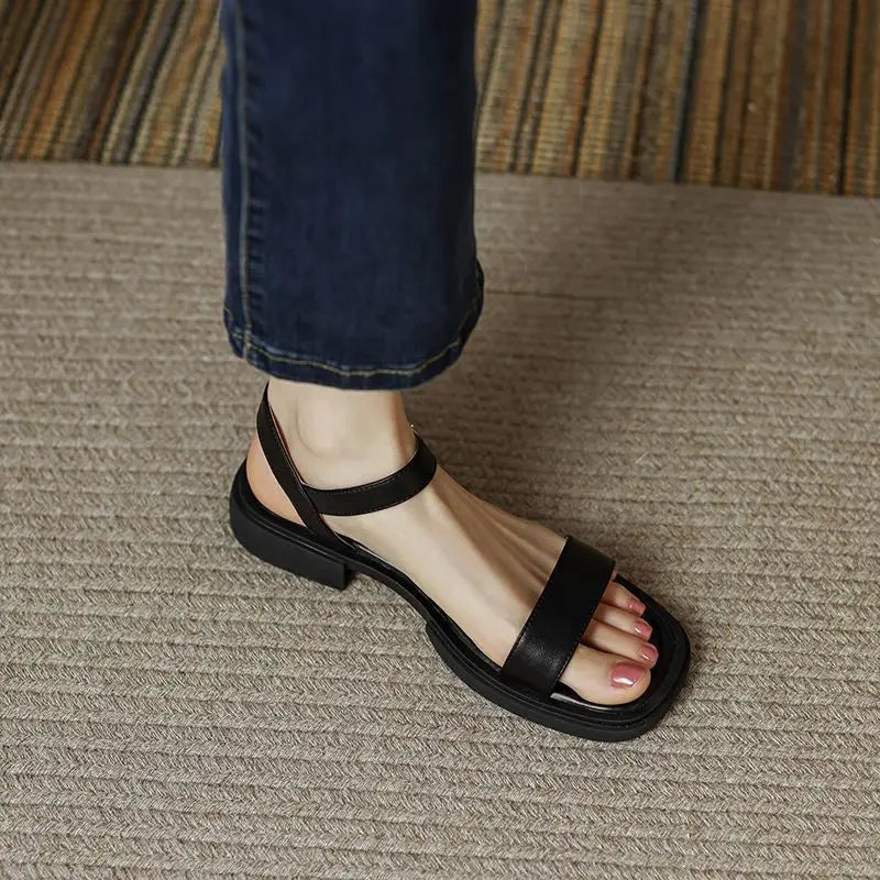Celeste - Retro Square Heel Open-Toe Sandals