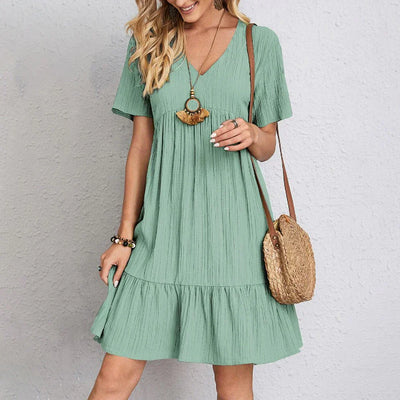 Hadley - Boho Chic Ruffle Hem Mini Dress