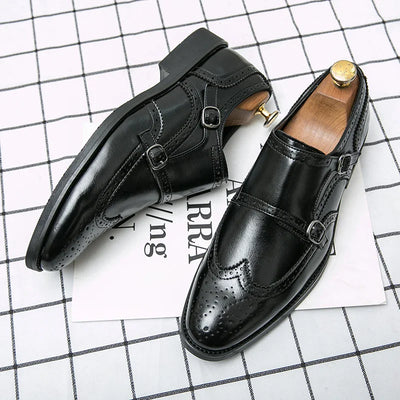 Stefano Gentile Leather Monk Strap Shoes