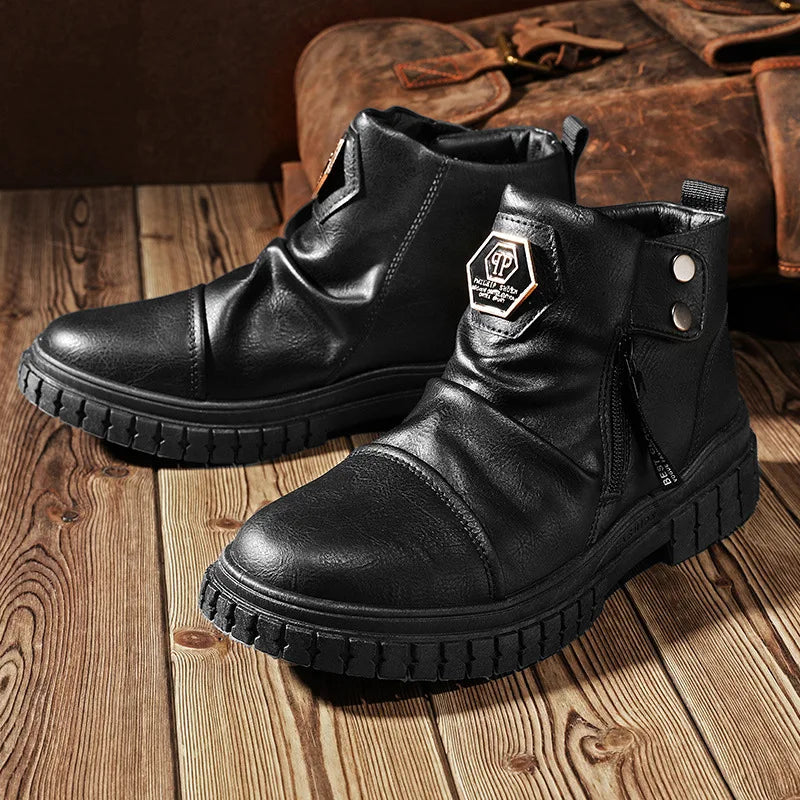 Emporio Zipped Leather Boots
