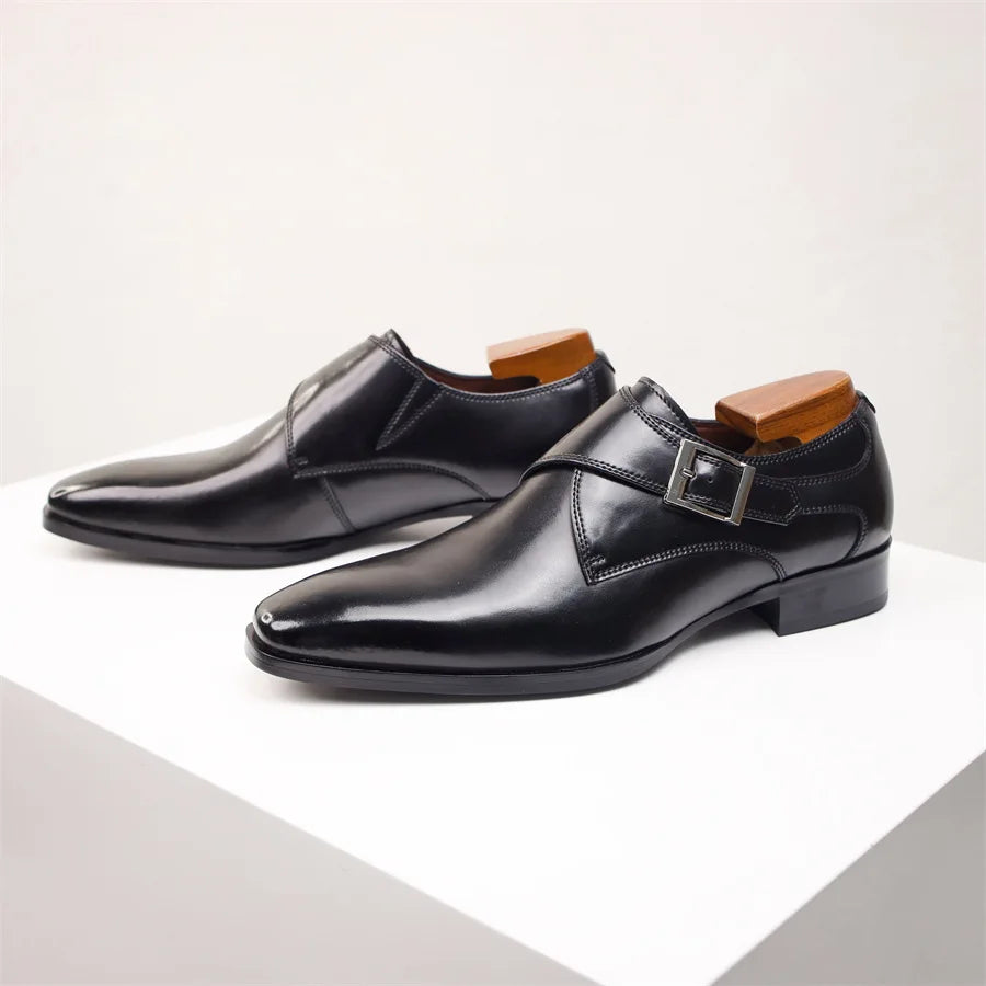 "Pelle Lucente" Genuine Leather Buckle Shoes