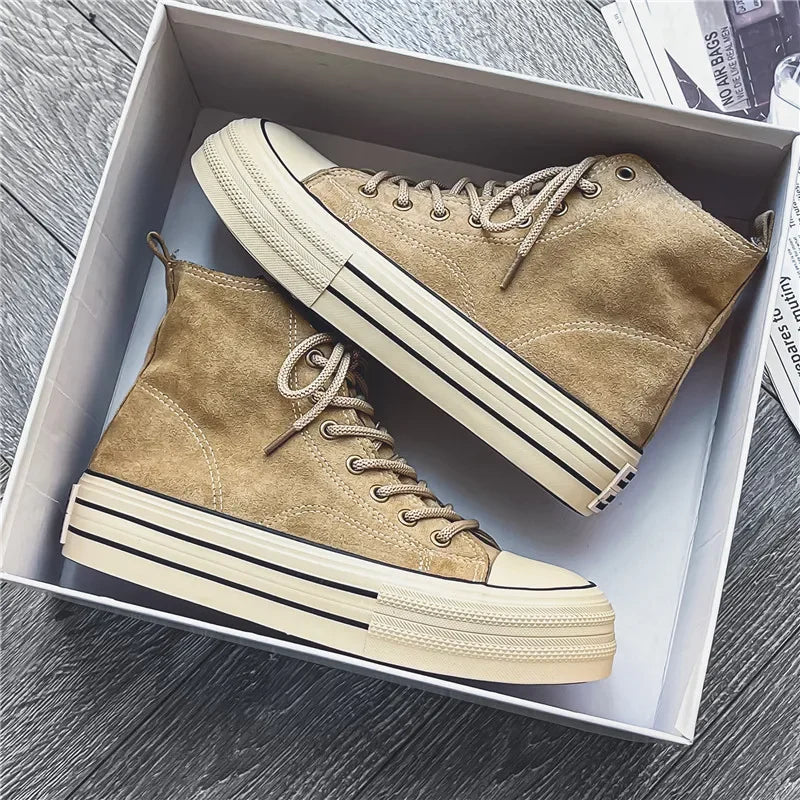 Benoît Lucarini Men’s Suede Vintage High-Top Sneakers