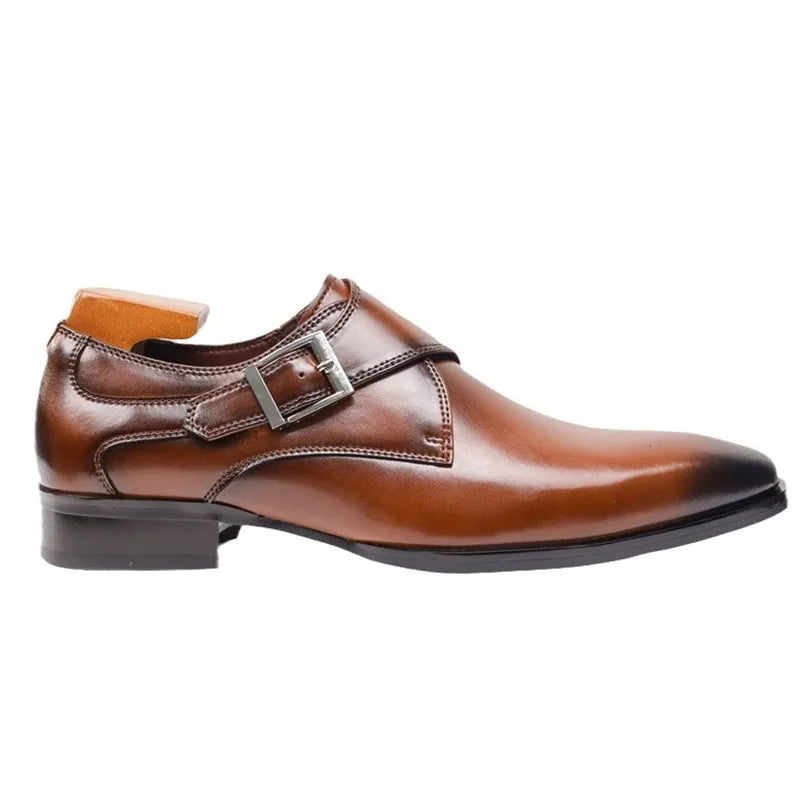 "Pelle Lucente" Genuine Leather Buckle Shoes