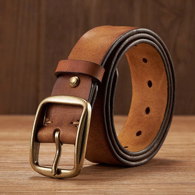 Vinthentic Rustic Cowhide Leather Pin Buckle Belt