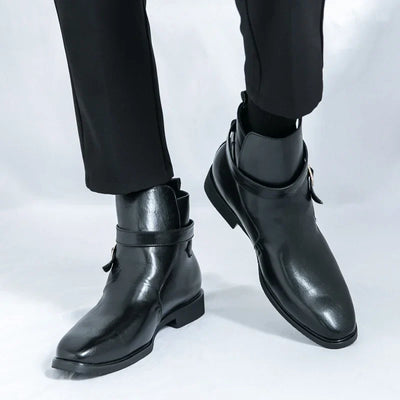 Pascal Mercier Sleek Buckle Strap Leather Ankle Boots