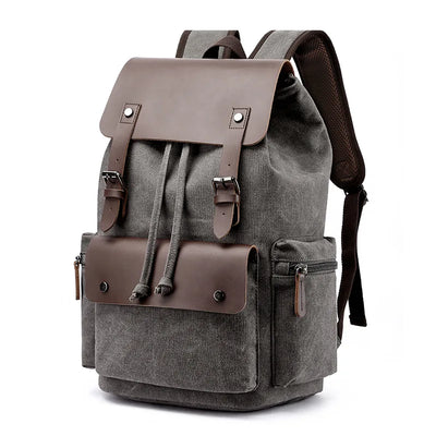 Vinthentic Men’s Vintage Canvas Backpack – Large Capacity Laptop Travel School Bag