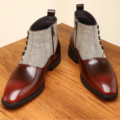 Sergio Titian Tweed Leather Brogue Boots