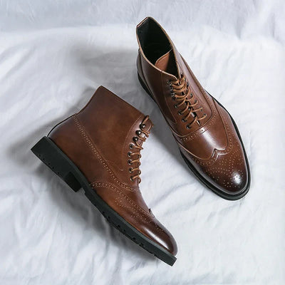 Giovanni Santi Genuine Leather Brogue Boots