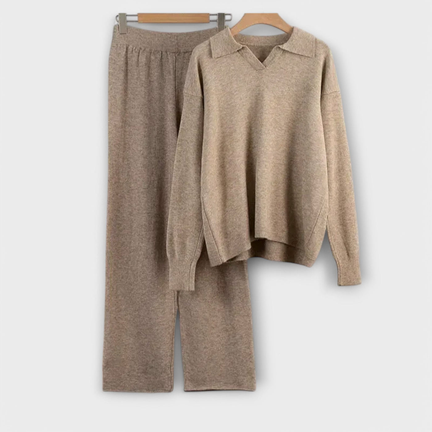 Ladies' knit set with wide pants and loose sweater