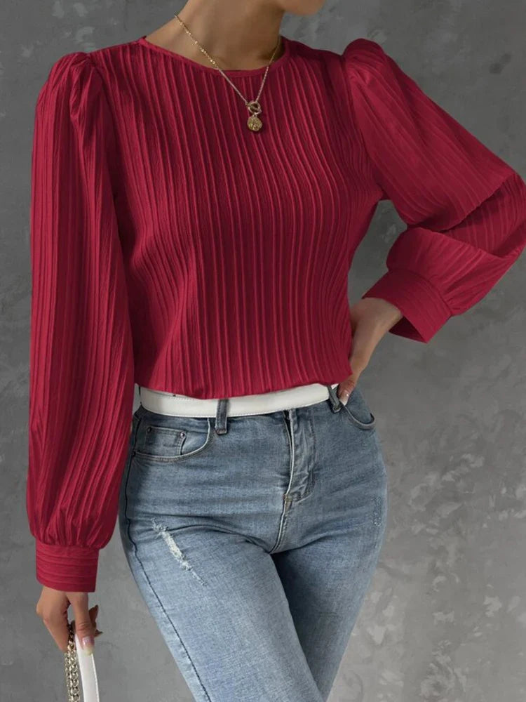 NORTHLINE STUDIO | TEXTURED LONG SLEEVE BLOUSE