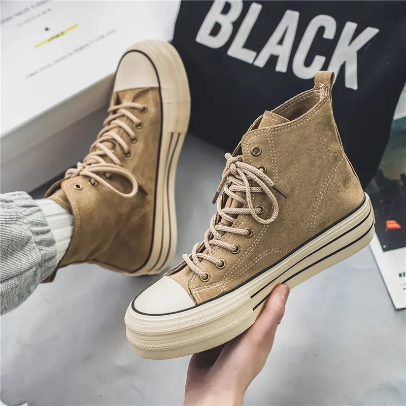 Benoît Lucarini Men’s Suede Vintage High-Top Sneakers