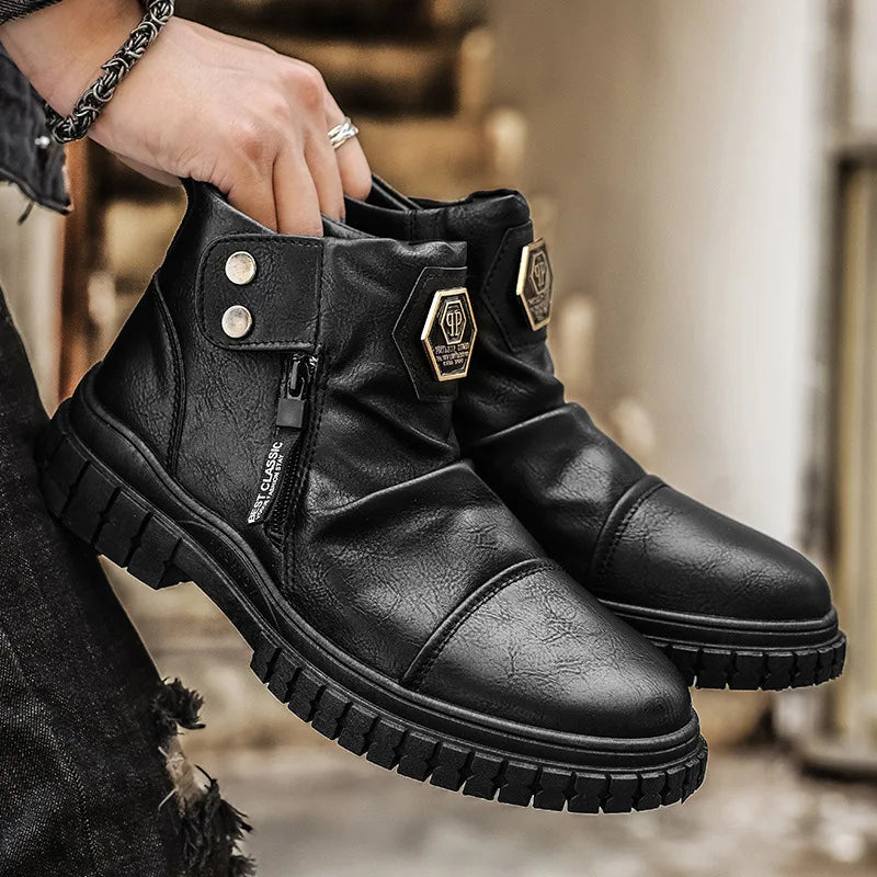 Emporio Zipped Leather Boots