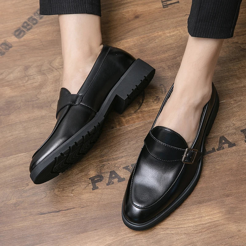 Maurice Allard Buckle Strap Leather Loafers