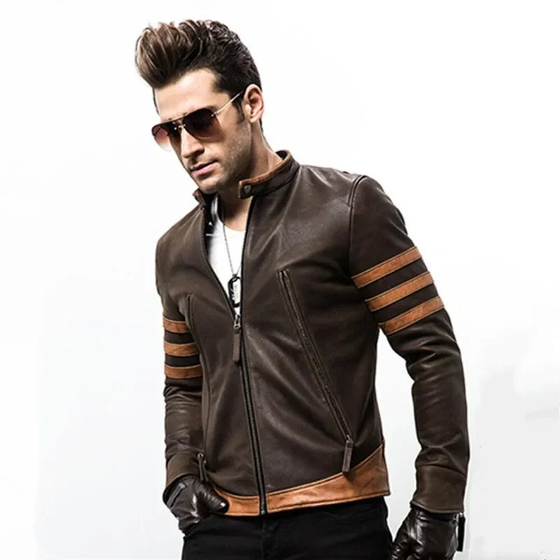 "Maverick Rider" Striped Leather Jacket