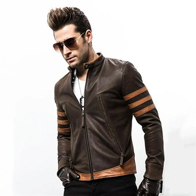 "Maverick Rider" Striped Leather Jacket