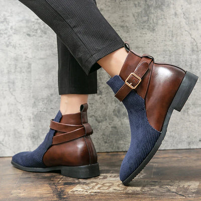 Romain Durand Mesh Leather Buckle Ankle Boots