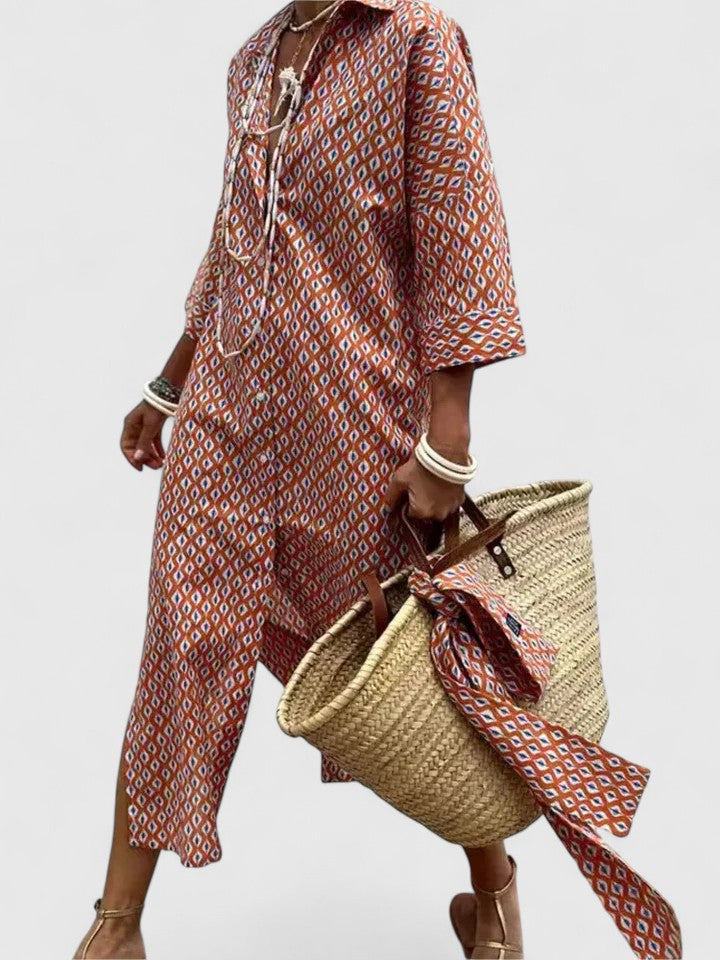 Amarise | Striped Belted Shirt Dress