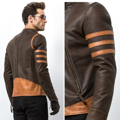 "Maverick Rider" Striped Leather Jacket