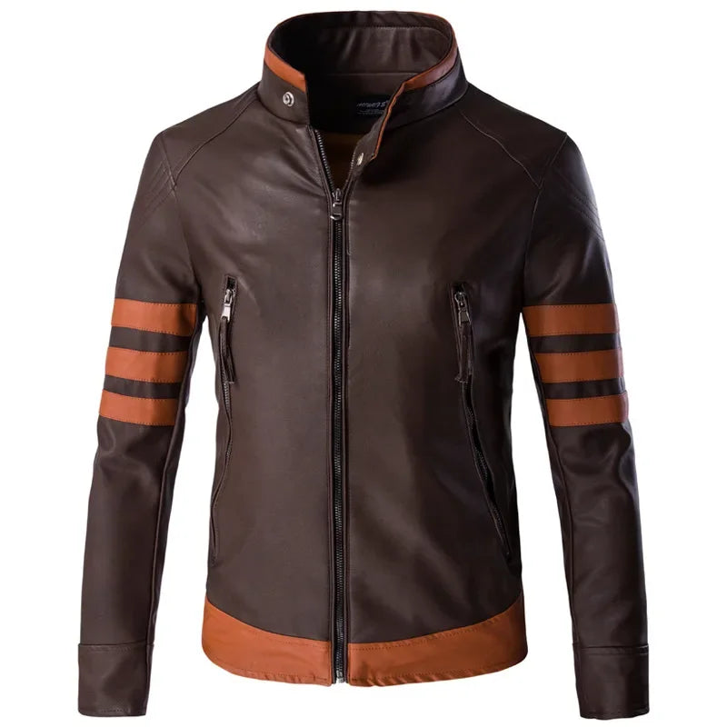 "Maverick Rider" Striped Leather Jacket
