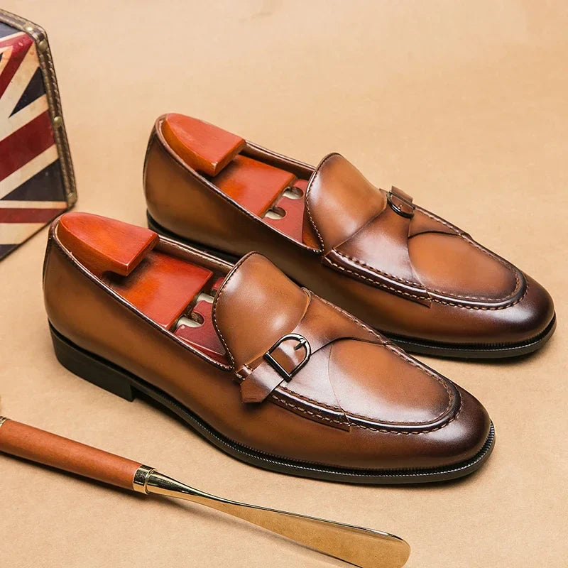 "Marco Bellini" Leather Buckle Loafers