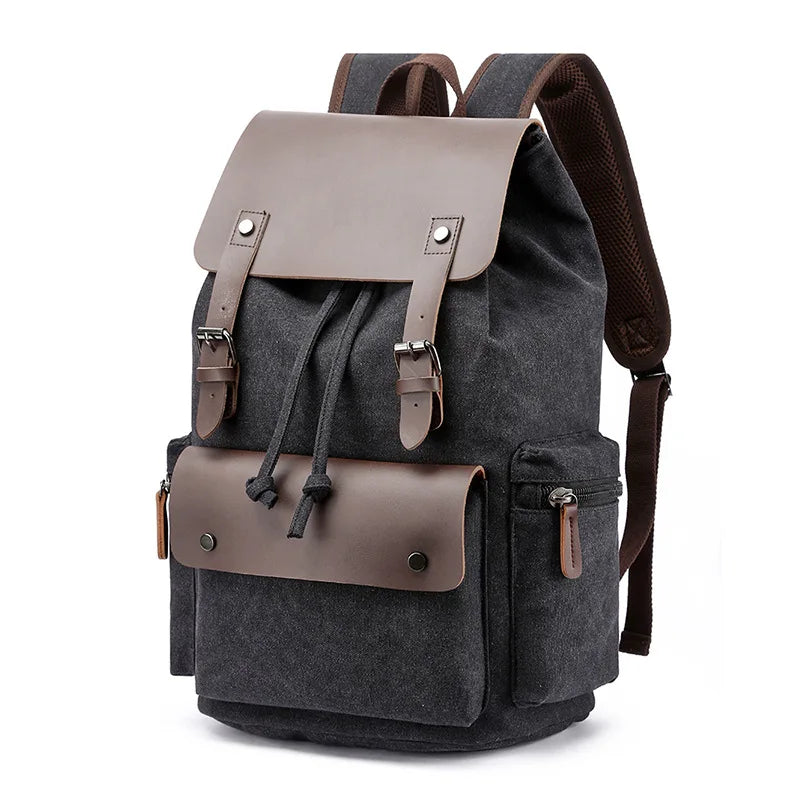 Vinthentic Men’s Vintage Canvas Backpack – Large Capacity Laptop Travel School Bag
