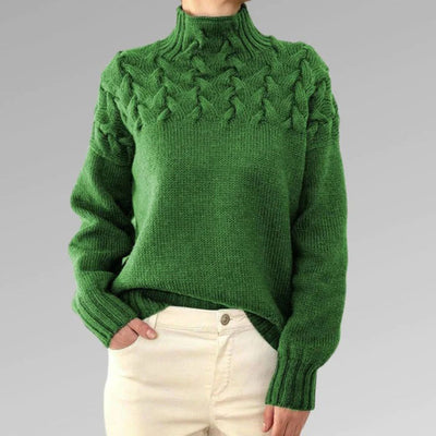 Avencea - Long Knitted Sweater with Collar for Women