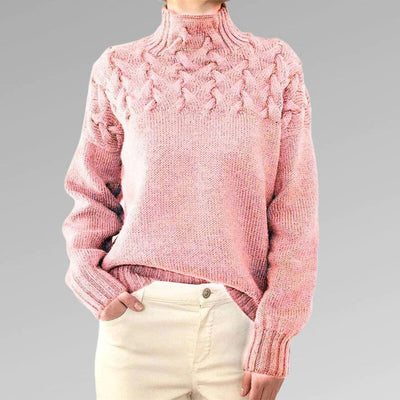Avencea - Long Knitted Sweater with Collar for Women