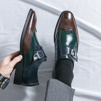 Bruno Lombardo Monk Strap Brogue Leather Shoes