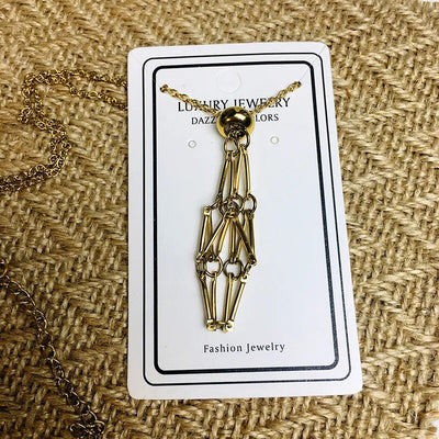 Golden Tranquil Crystal Pouch Necklace