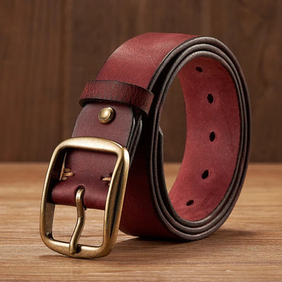 Vinthentic Rustic Cowhide Leather Pin Buckle Belt