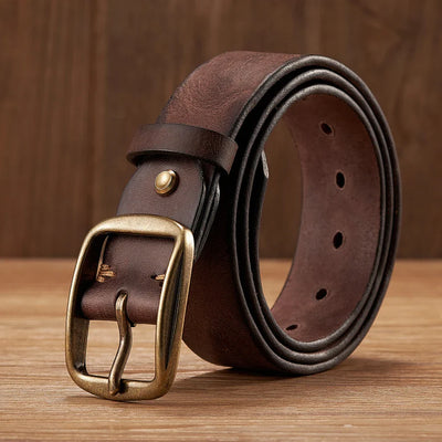Vinthentic Rustic Cowhide Leather Pin Buckle Belt