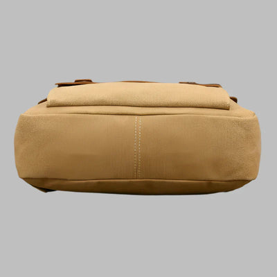 Genuine Leather & Canvas Rucksack | Vintage College Laptop Backpack