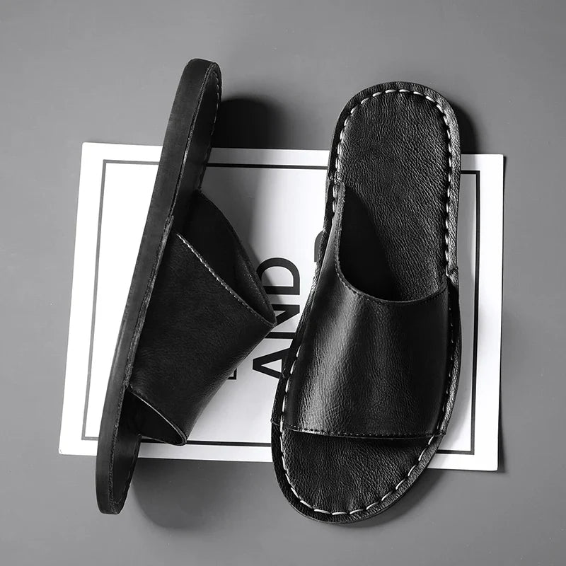 Paros Leather Slide Sandal