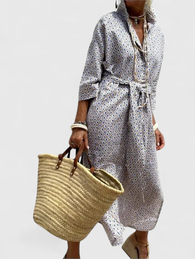 Amarise | Striped Belted Shirt Dress