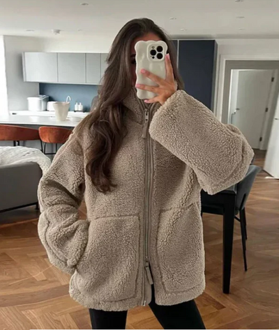 Sarah - Teddy Coat with Zipper