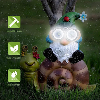 Garden Explorer Solar Gnome on Snail