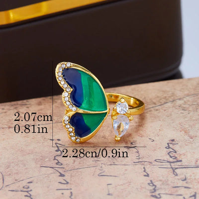 Clara Luna I Adjustable Blue Butterfly Ring
