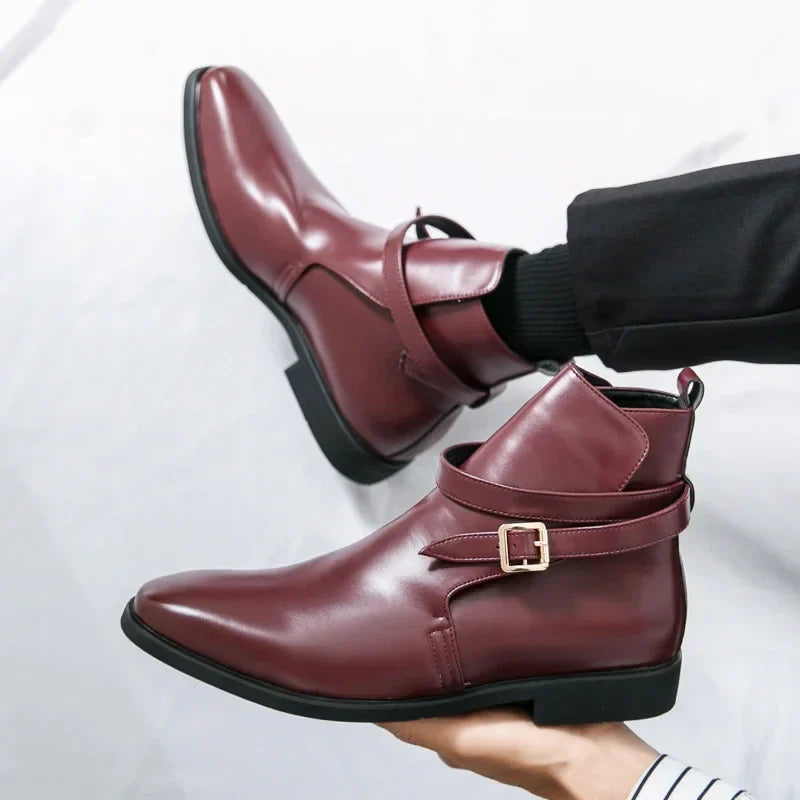 Pascal Mercier Sleek Buckle Strap Leather Ankle Boots