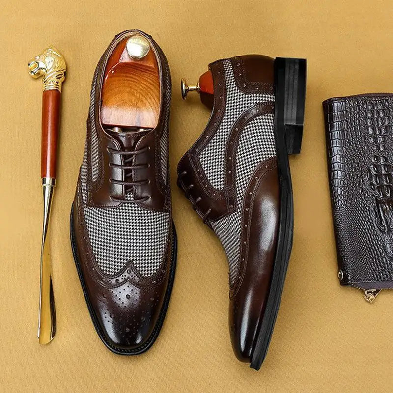 Yves Laroche Leather Brogue Oxfords Shoes