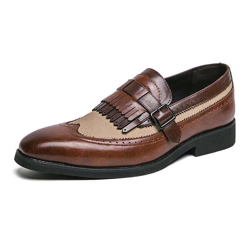 Enzo Caravelli Kiltie Monk Strap Shoes
