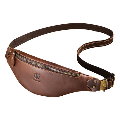 Men's Leather Crossbody Belt Bag – Retro Outdoor Waist Shoulder Bag