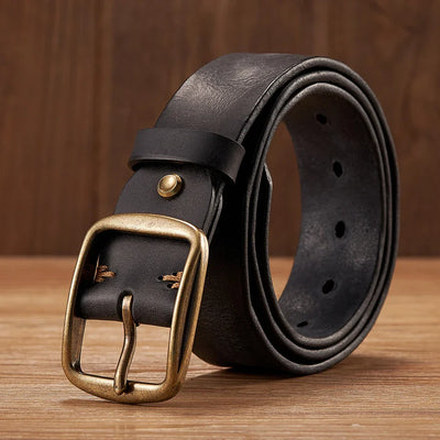 Vinthentic Rustic Cowhide Leather Pin Buckle Belt