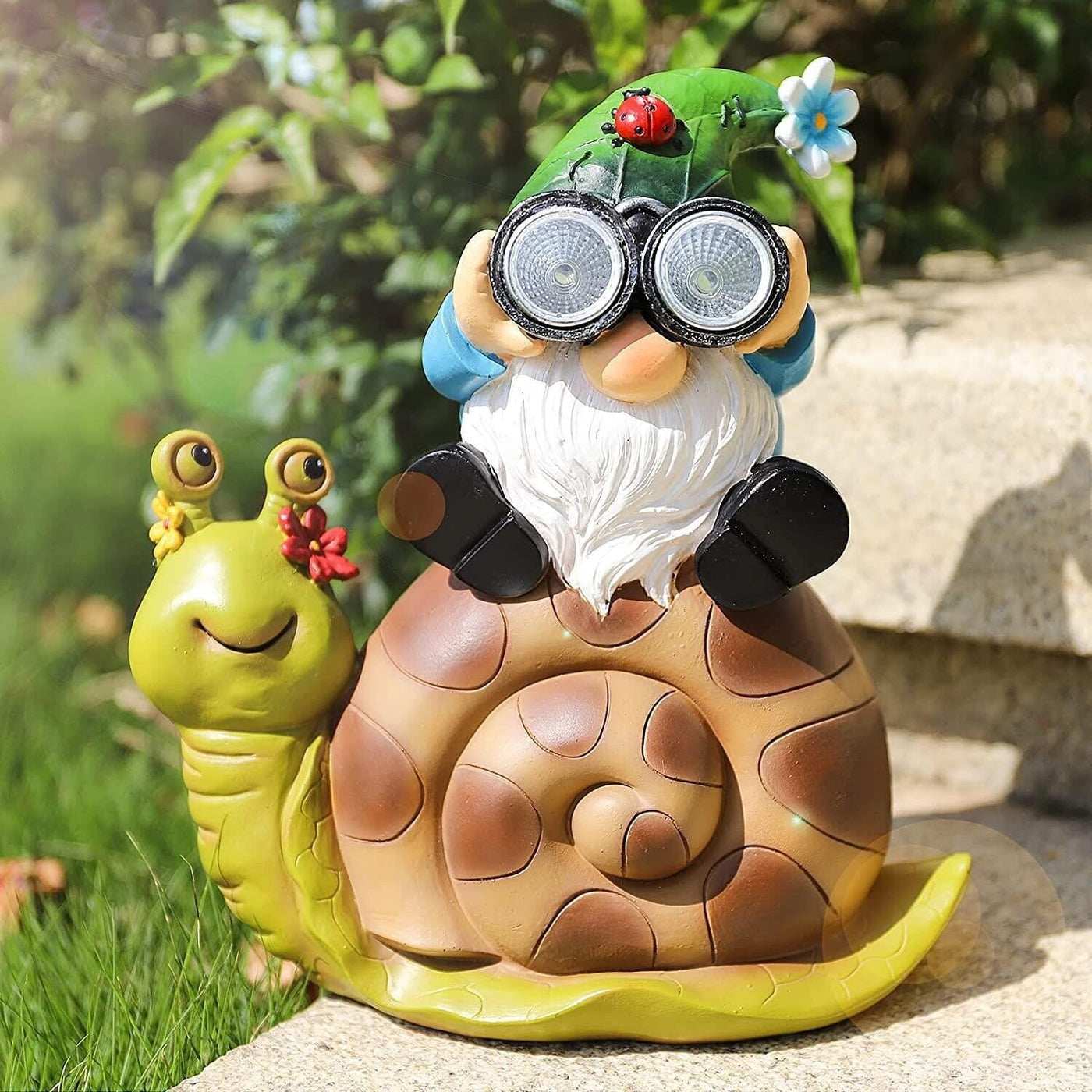 Garden Explorer Solar Gnome on Snail