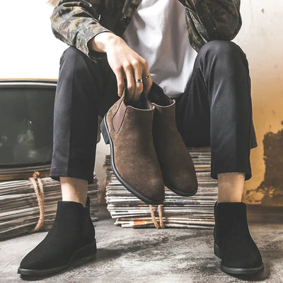 Cesare Montavani Suede Elevator Chelsea Boots with Arch Support (Height Increase 6cm/8cm)