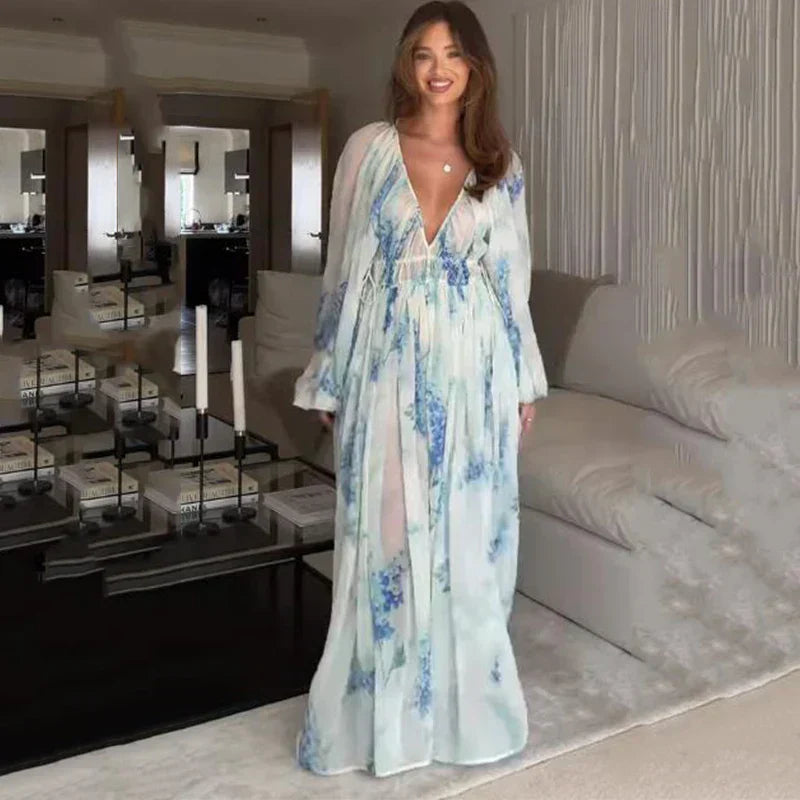 Nora | Blue Ocean Maxi Dress