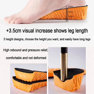 1.5–3.5cm Invisible Height Increase Insoles Sports Foot Pads