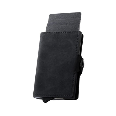 Men’s RFID Blocking Pop-Up Card Wallet – Vintage Leather Slim Money Clip Holder