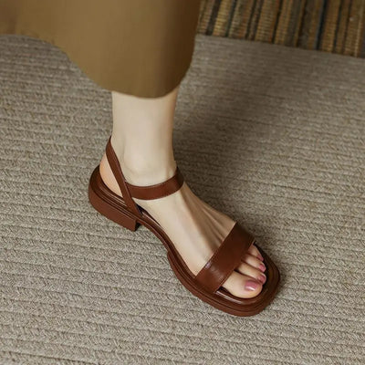 Celeste - Retro Square Heel Open-Toe Sandals